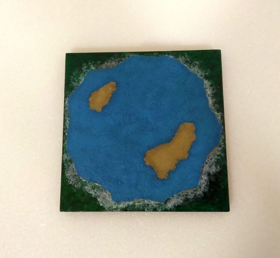 小型ジオラマ台座、海に浮かぶ青い草の島、r08.01.30A - メルカリ