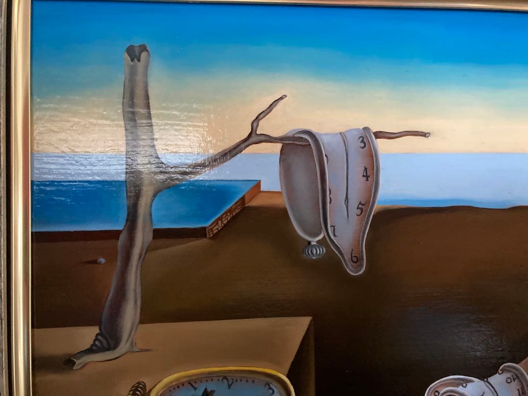 模写；ダリ「記憶の固執」F6号 油彩肉筆画