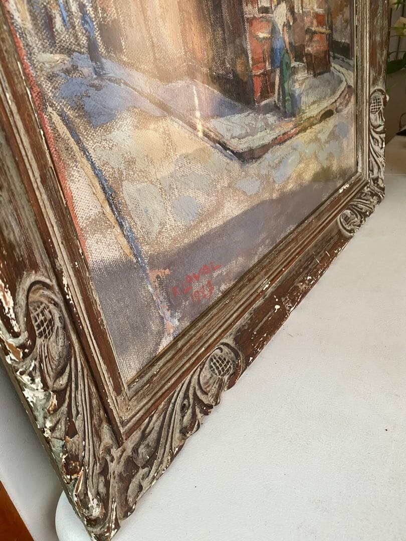 フェルナンド ラバル パリ風景 アンティーク 油絵 油彩画 額縁