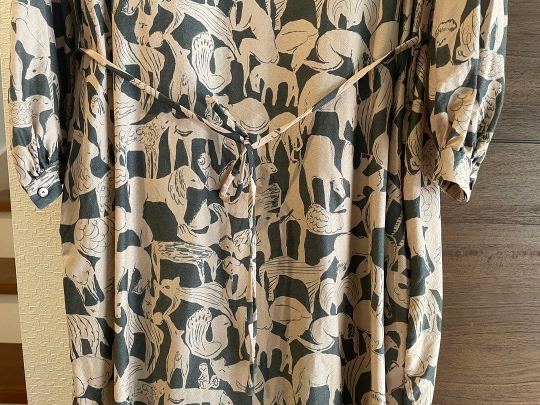 mina perhonen life puzzle動物柄 長袖 ひざ丈ワンピース - メルカリ