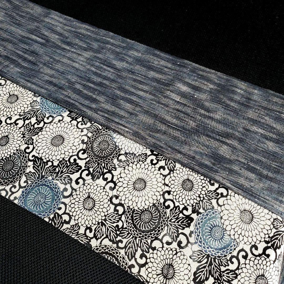 半幅帯 紅型調 正絹濵ちりめん 正絹奥能登みかど紬 長尺リバーシブル