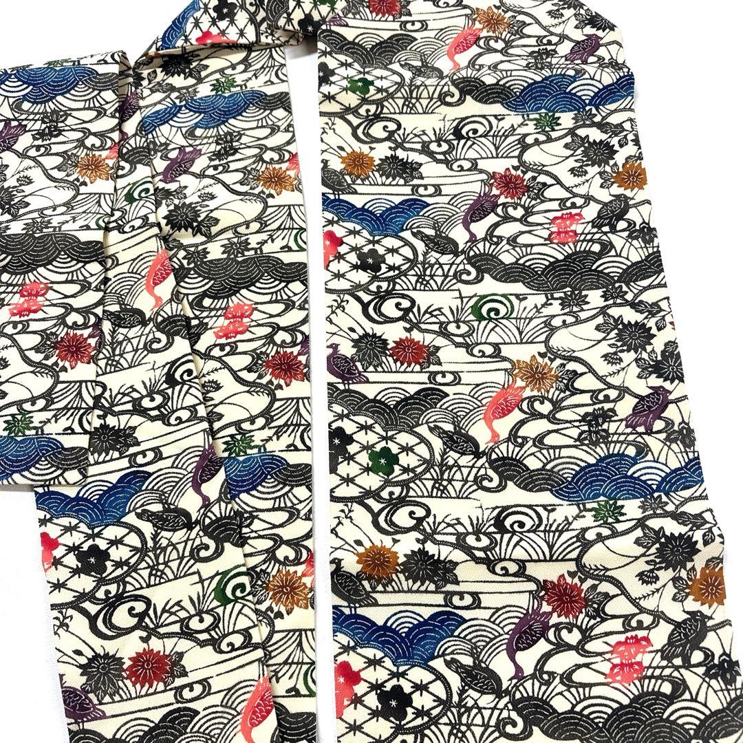 帯6565 ○沖縄県指定重要無形文化財 本場琉球紅型 高級 正絹 全通