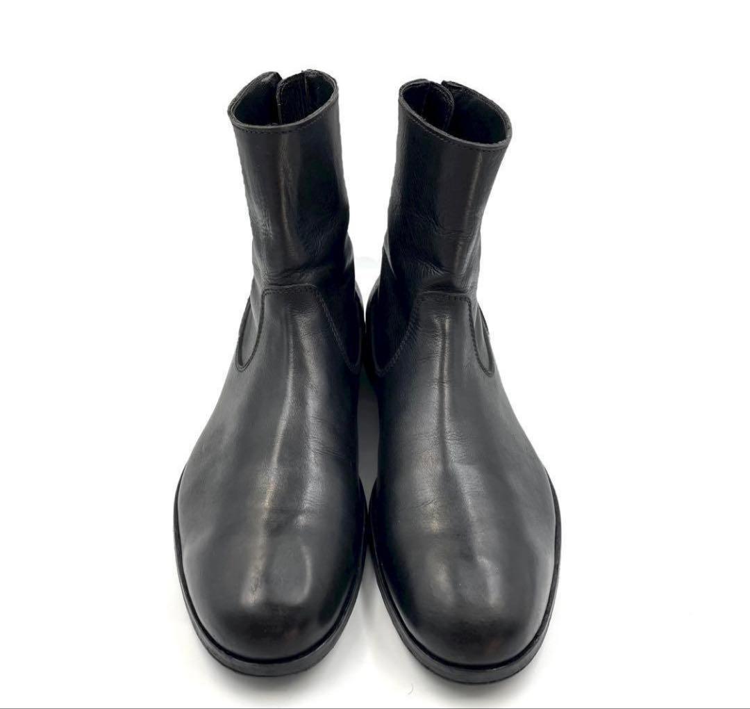 《超美品》PADRONE パドローネ バックジップ ブーツ 本革 黒系 40