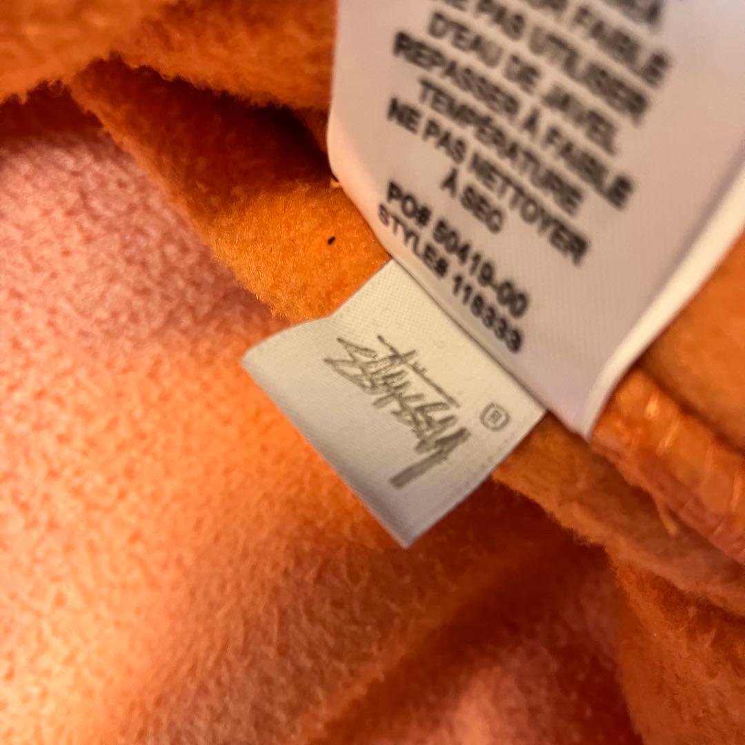 STUSSY 刺繍ロゴ ハーフジップ フリース ジャケット ボア素材 オレンジ