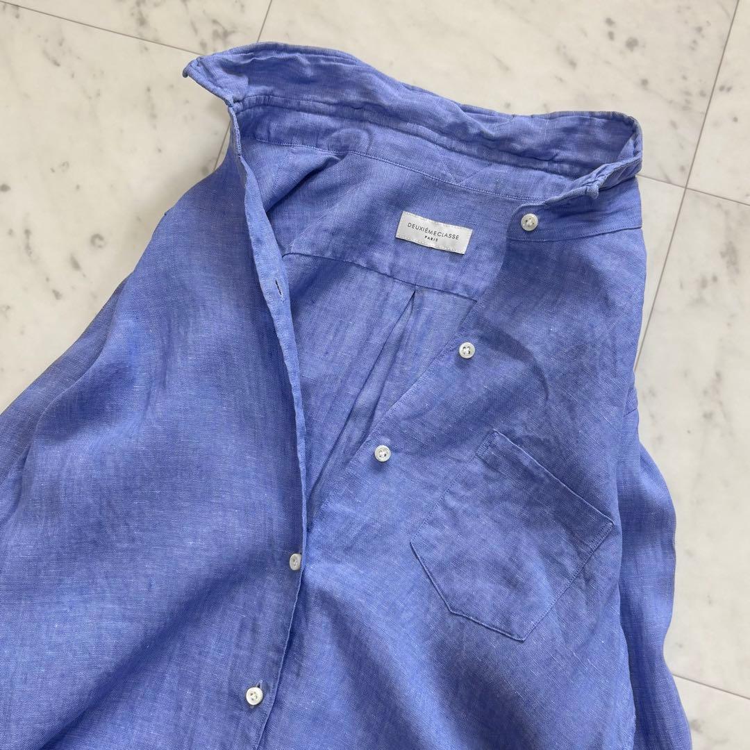 美品♪ドゥーズィエムクラス リネンワイヤーウォッシュシャツ 襟
