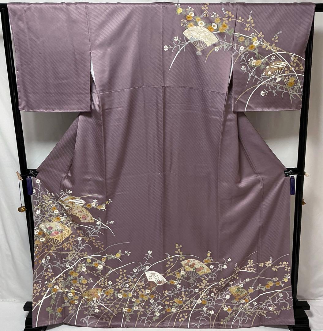 b512 正絹 袷 訪問着 金箔 トールサイズ 未使用しつけ付極美品 着物