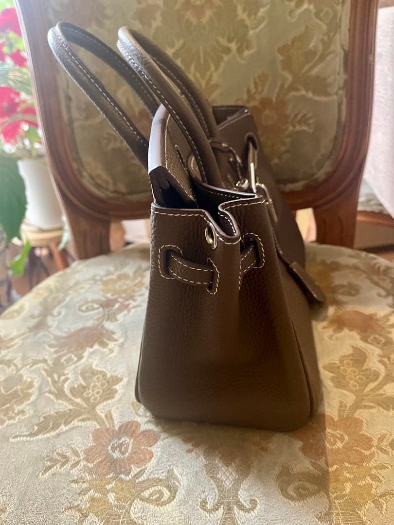 ブラウンレザー ハンドバッグ バーキン25風 本革 - メルカリ