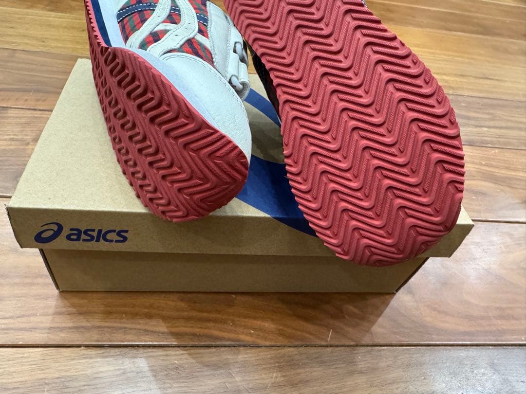 19.5cm】ファミリア asics チェック柄 スニーカー - メルカリ