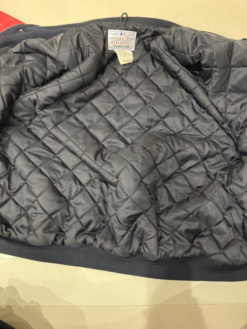 90s】MIRAGE ウールレザースタジャン インディアンスネイビー/レッド