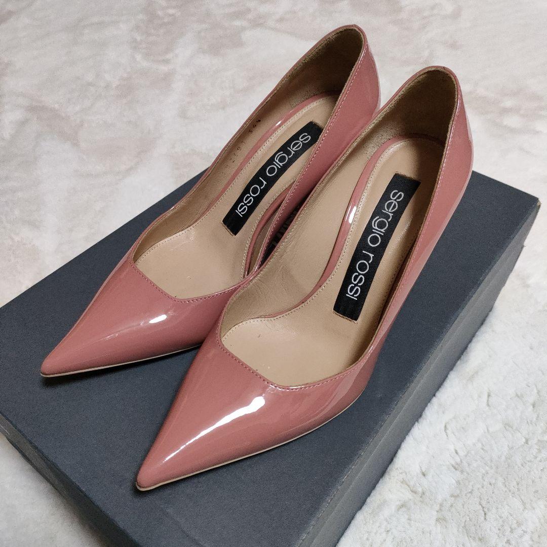 極美品✨️セルジオロッシ パンプス ピンク パテント エナメル 近年
