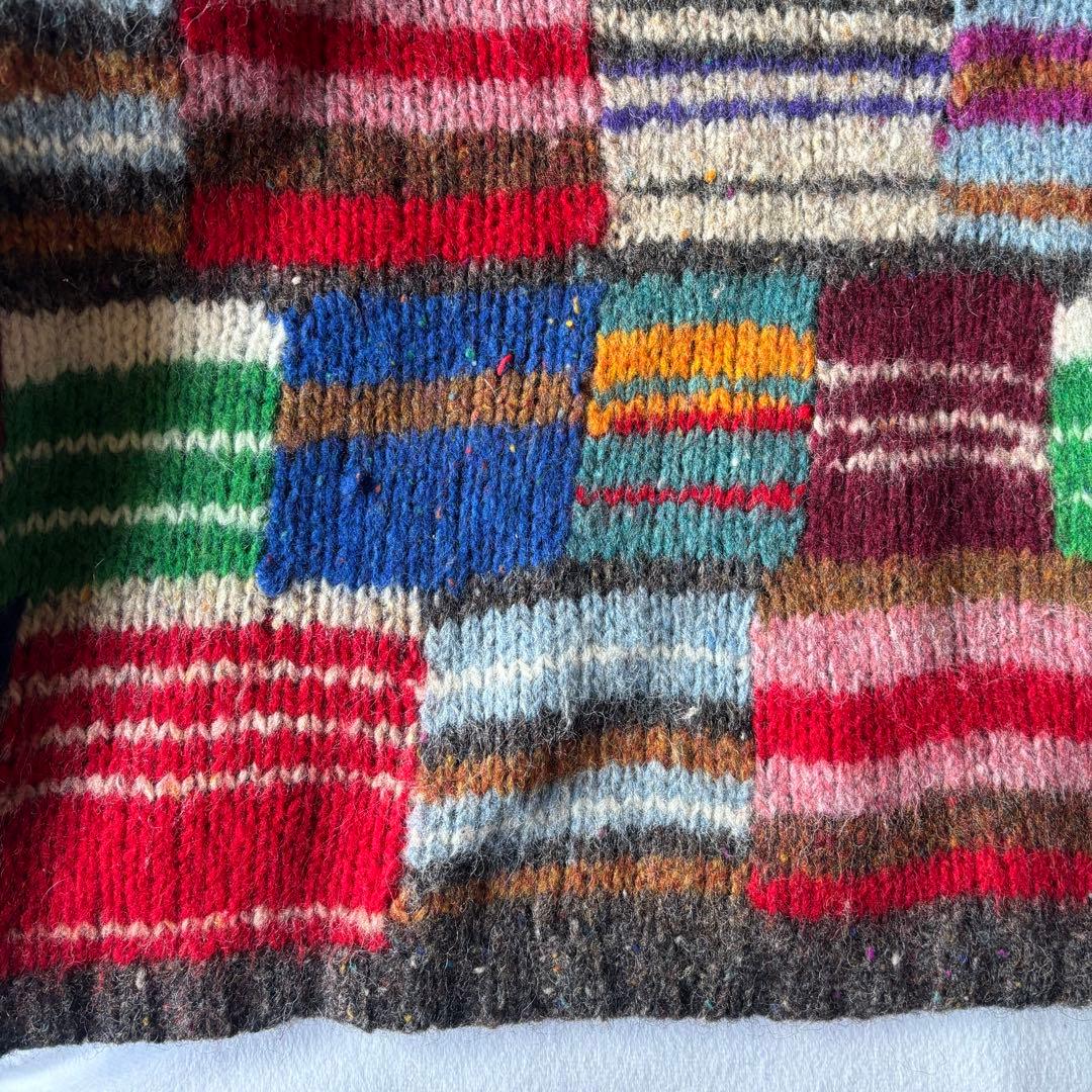 90s J.CREW patchwork hand knit - メルカリ