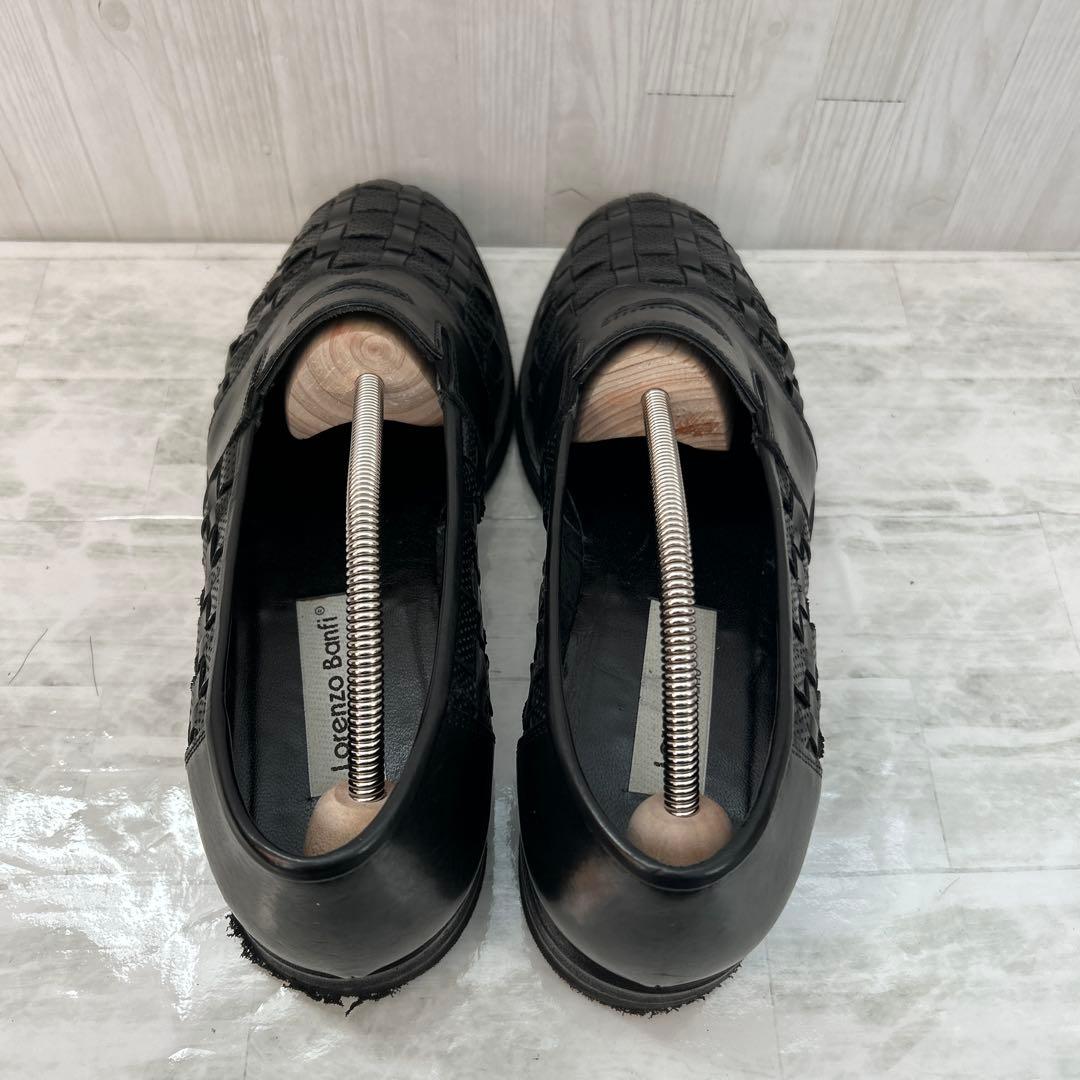 美品Lorenzo Banfi 黒 レザー 編み込みデザインローファー 25cm - メルカリ