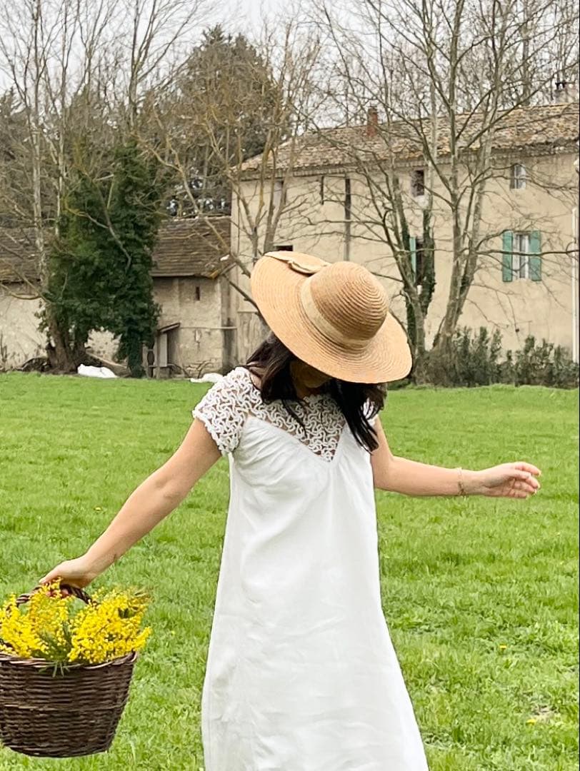 ◇フランスアンティーク｜手編みレースのナイトドレス、リネン