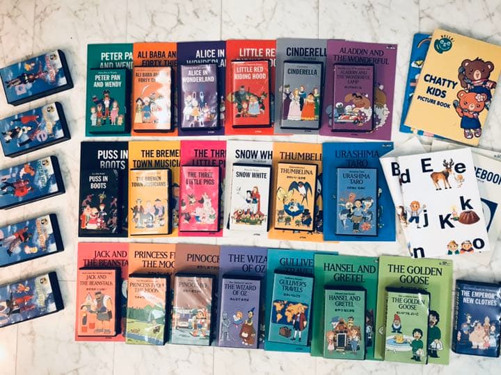 チャスピー　TDK えいごまめ博士ワードブック　ビデオ・ワークブックセット VHS TDK 英語王国 英語童話館 えいごまめ博士 学習ノート 全26巻