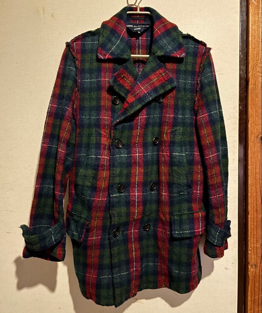 コムデギャルソン　オム　Pコート　チェックSS COMME des GARCONS HOMME PLUS＞チェックジャケットケープ | MAKES