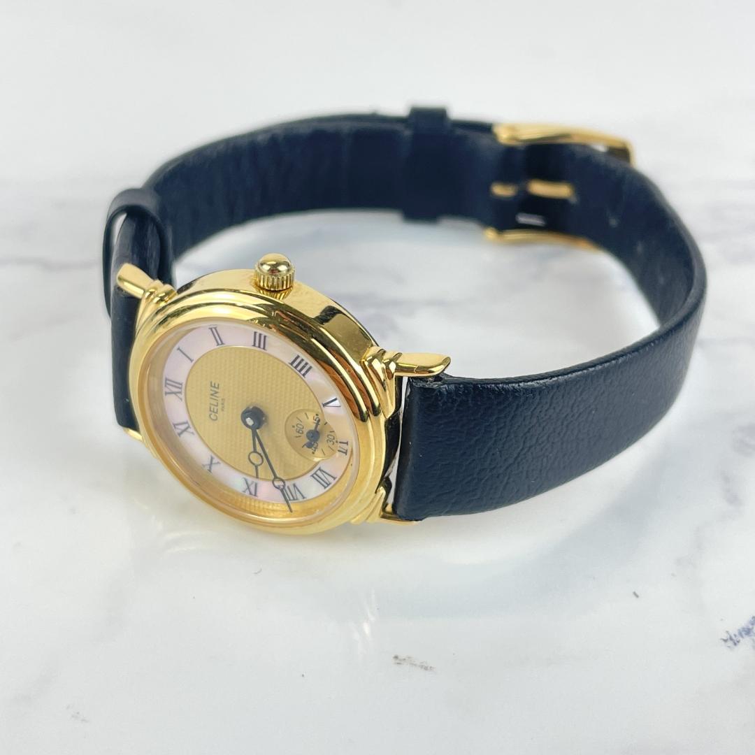 稼働品】CELINE セリーヌ アンティーク時計 スモールセコンド シェル