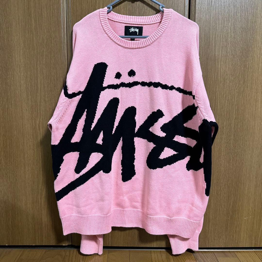 最終価格】STUSSY stock sweater L ピンク ニット - メルカリ