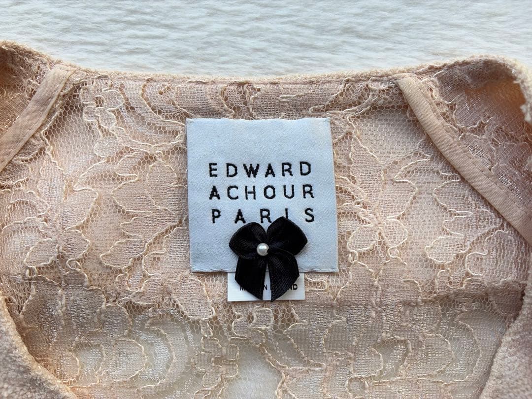 エドワードアシュールEDWARD ACHOUR レース 装飾 ロングカーディガン