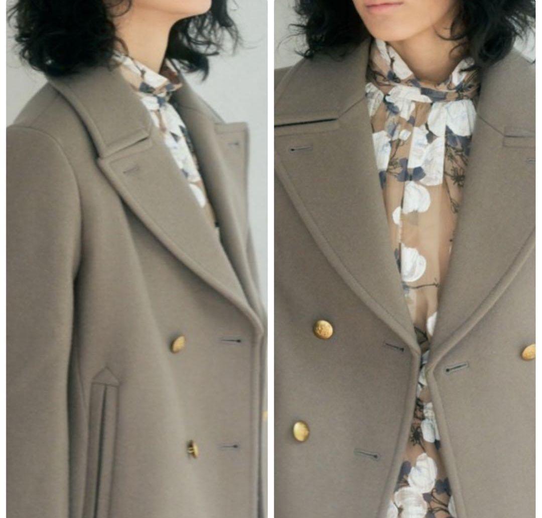 美品✨21AW ANAYI スーパー140リバーメルトンPコート M 金ボタン