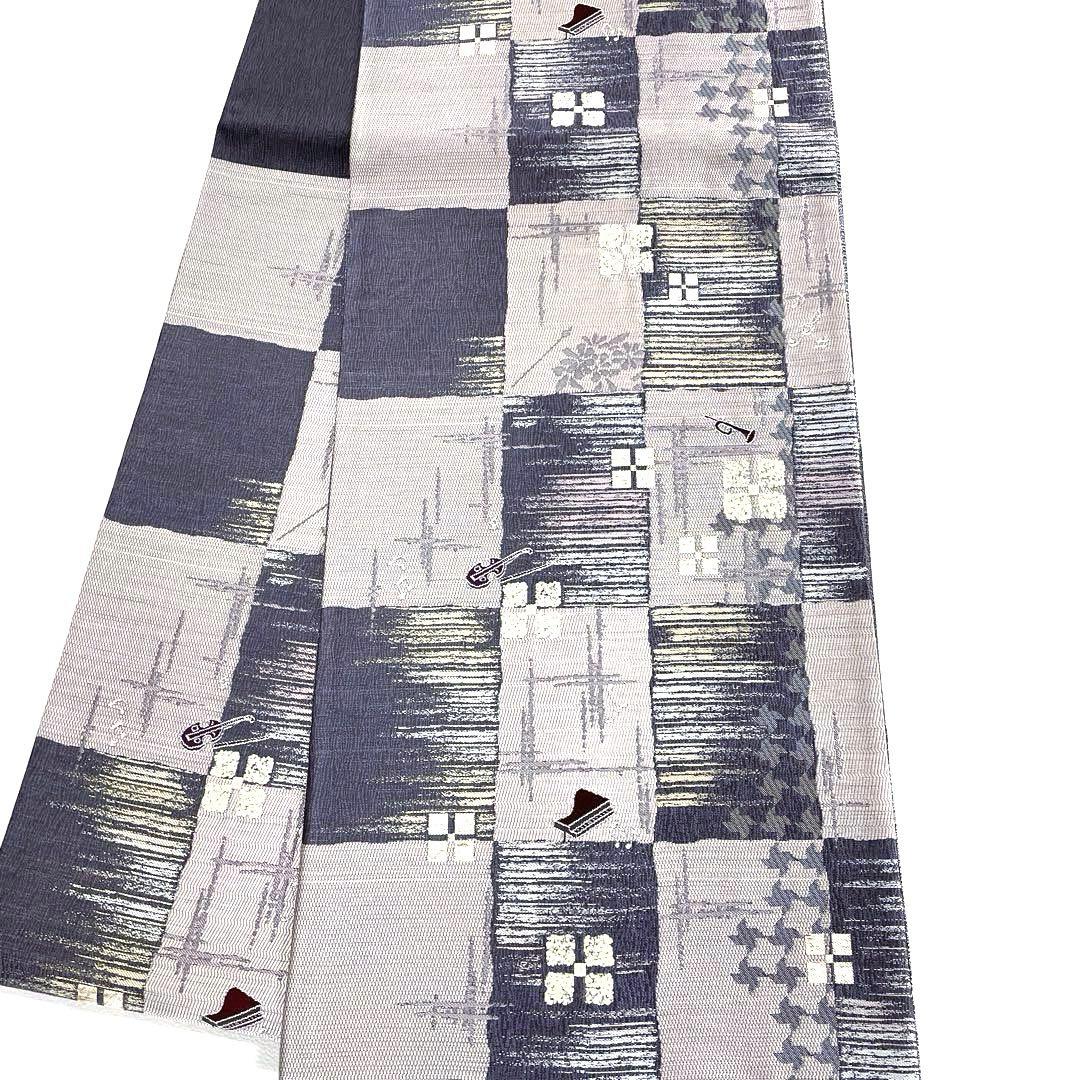 帯6593 ○やまと誂製 高級 正絹 片面全通リバーシブル 袋帯 楽器