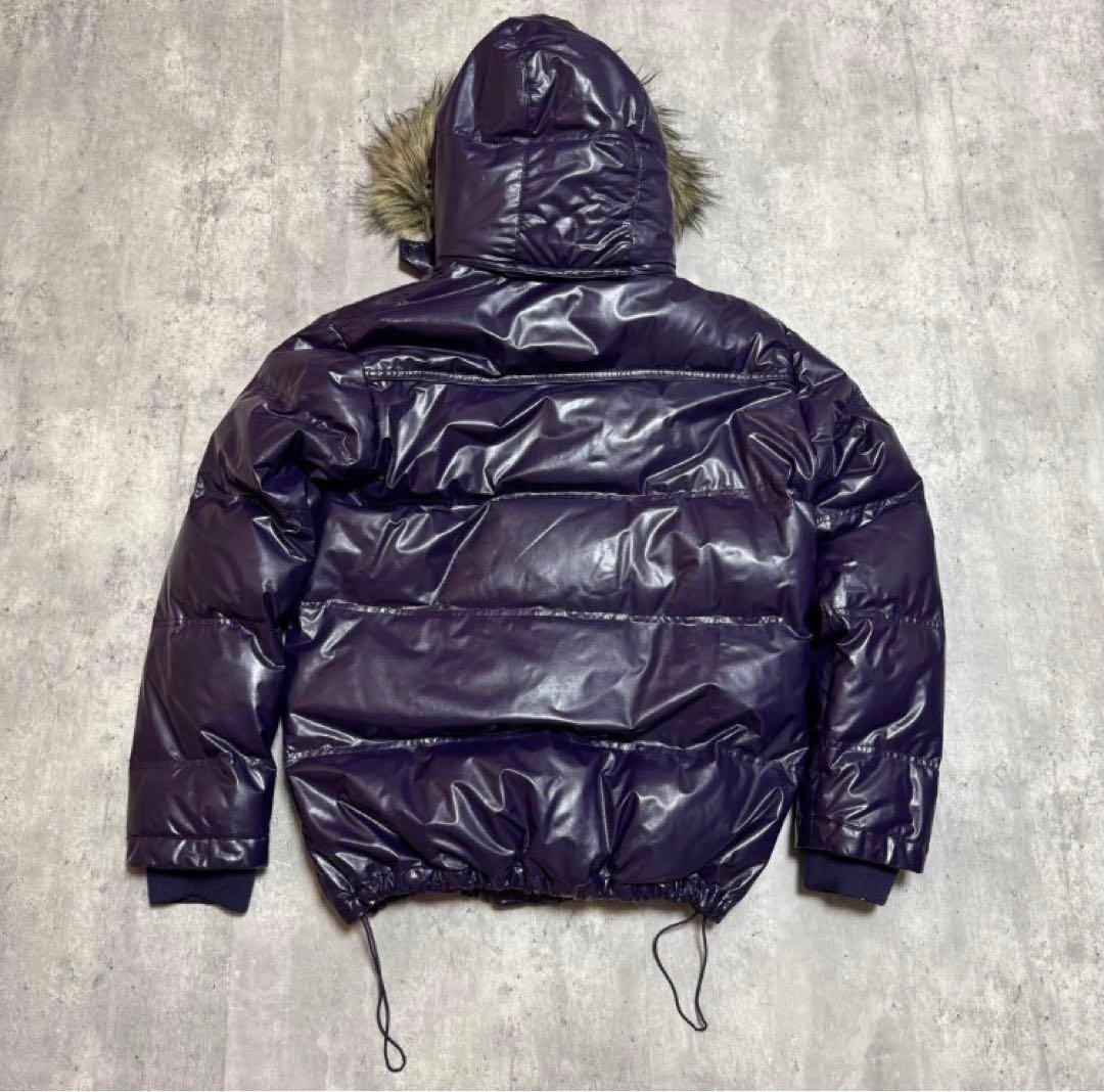 OLD UNIQLO Y2K 光沢パープル プレミアムダウンジャケット ファー