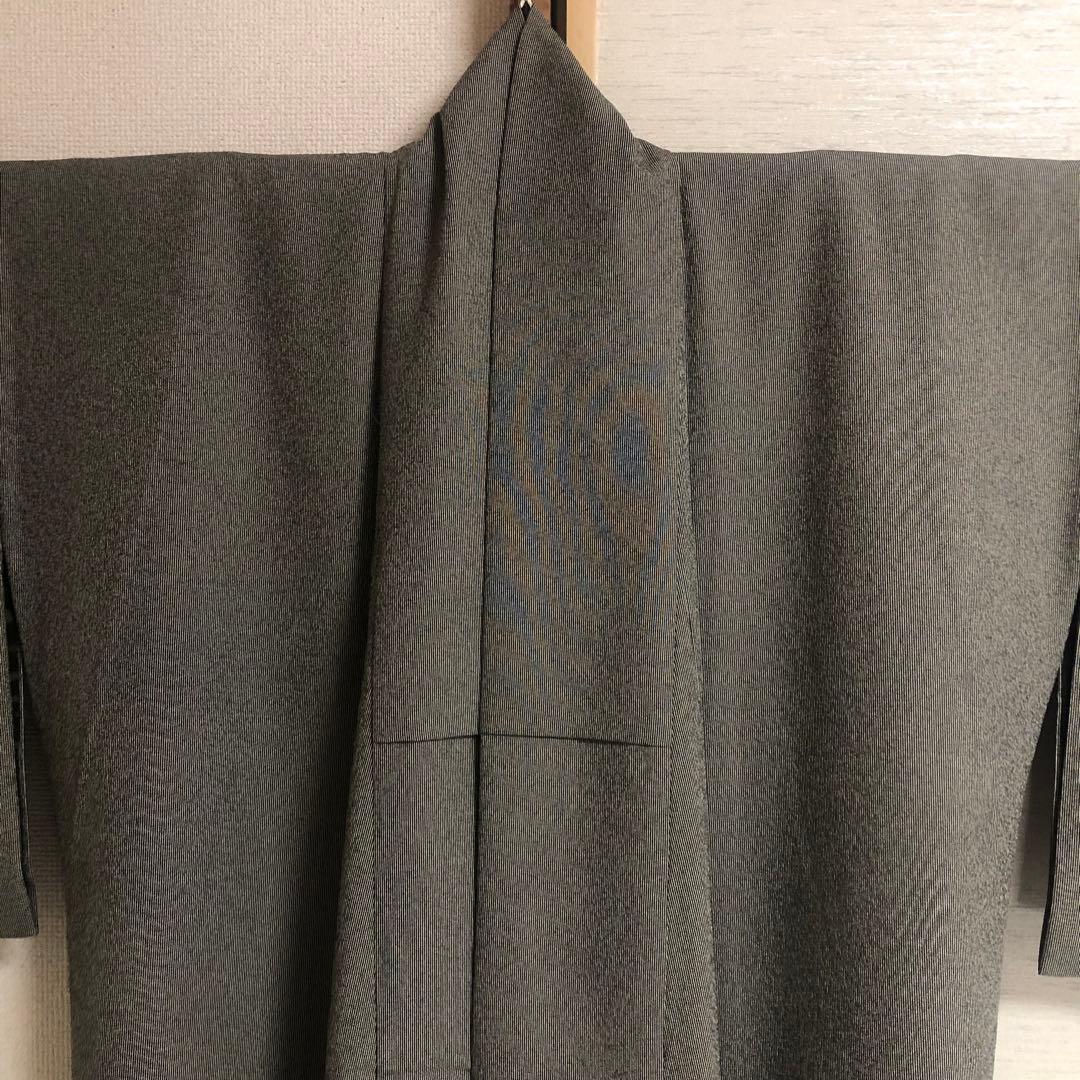 【未使用　トールサイズ】東レ　江戸　万筋　アンサンブル　裄丈70.5 身丈170