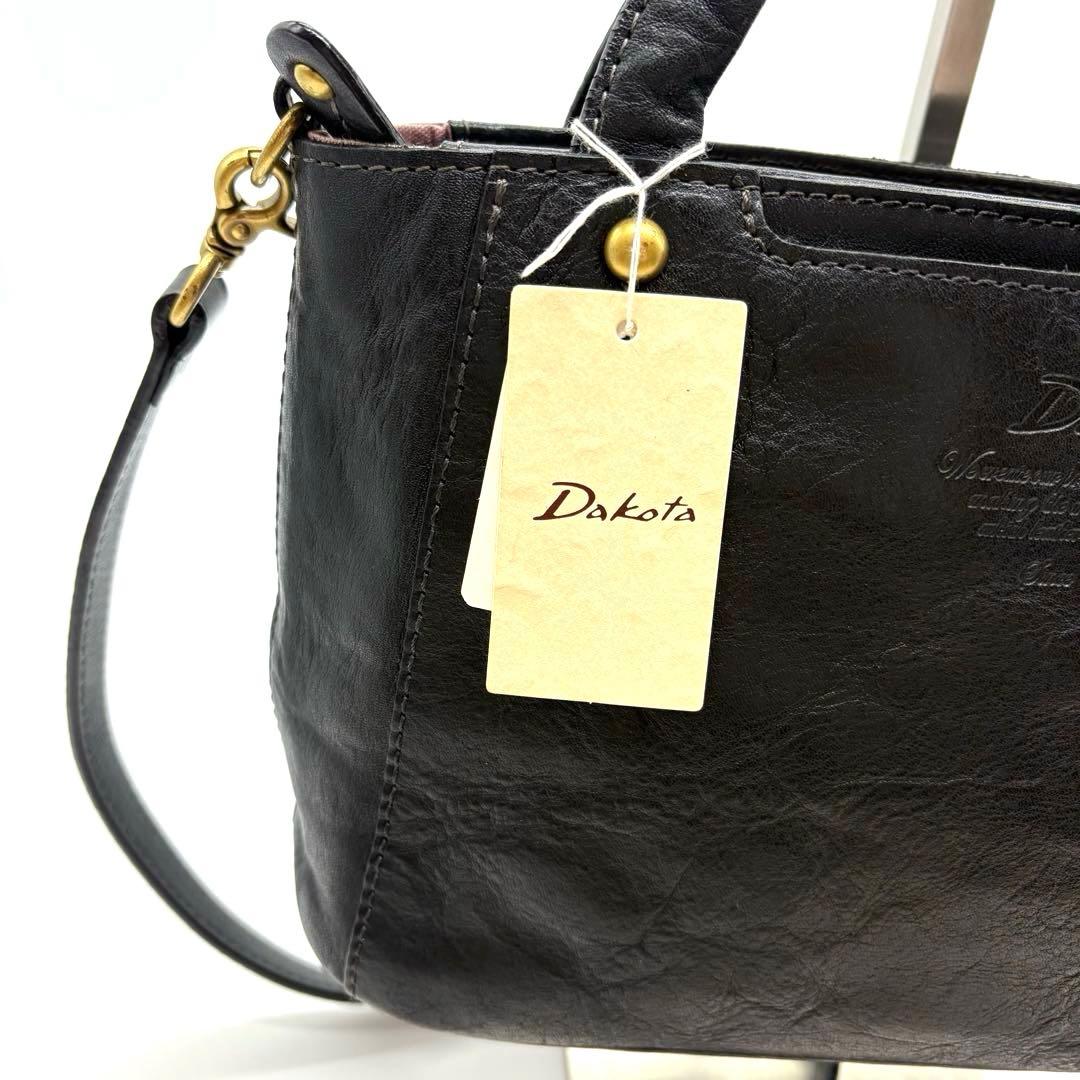 未使用級 Dakota ダコタ キューブ ショルダーバッグ 2way 牛革 黒