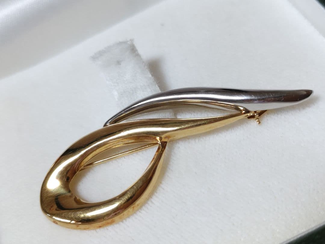 ESTELLE 　K18とプラチナ流線型ブローチ 質屋かんてい局オンラインショップ / 春日井店 K18 Pt900 18金