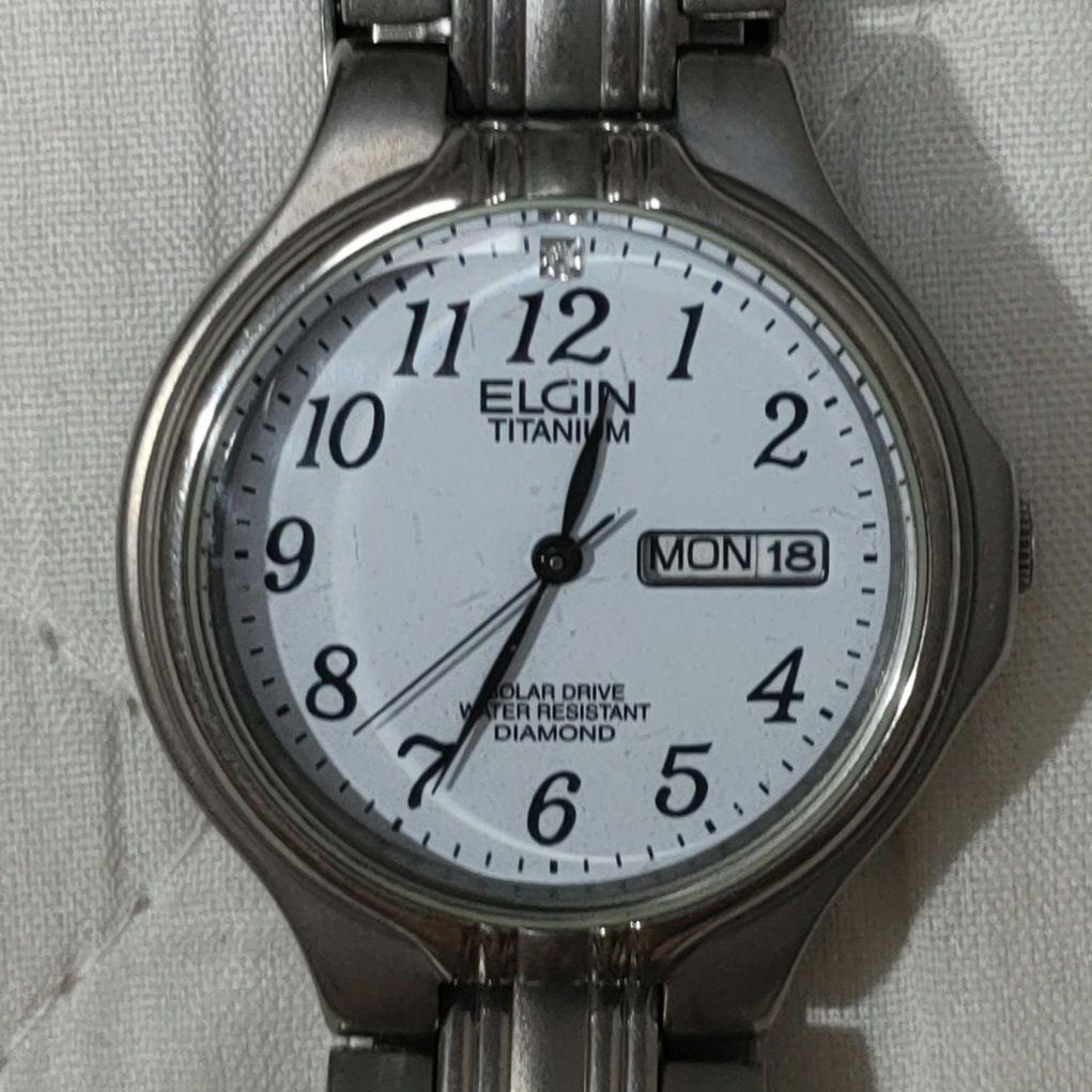 ELGIN エルジン FK-1223-C チタン ソーラー時計 メンズ - メルカリ