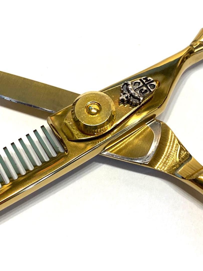 6インチ セニングシザー 板バネ ゴールド 理容 美容 鋏 シザー - メルカリ