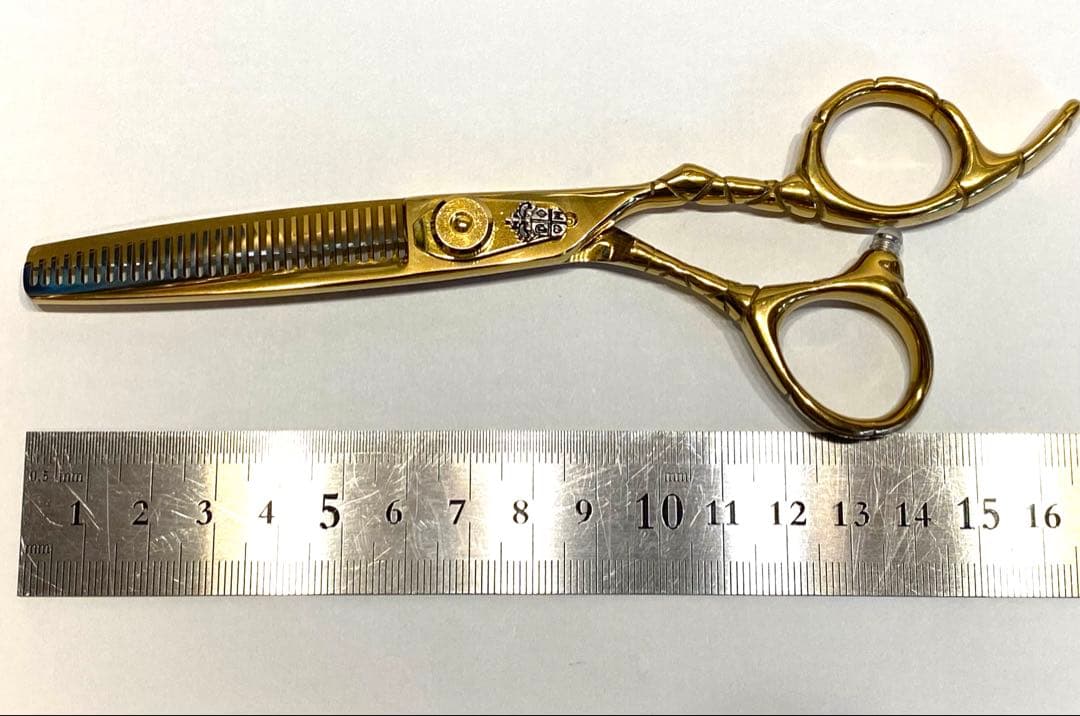 6インチ セニングシザー 板バネ ゴールド 理容 美容 鋏 シザー - メルカリ