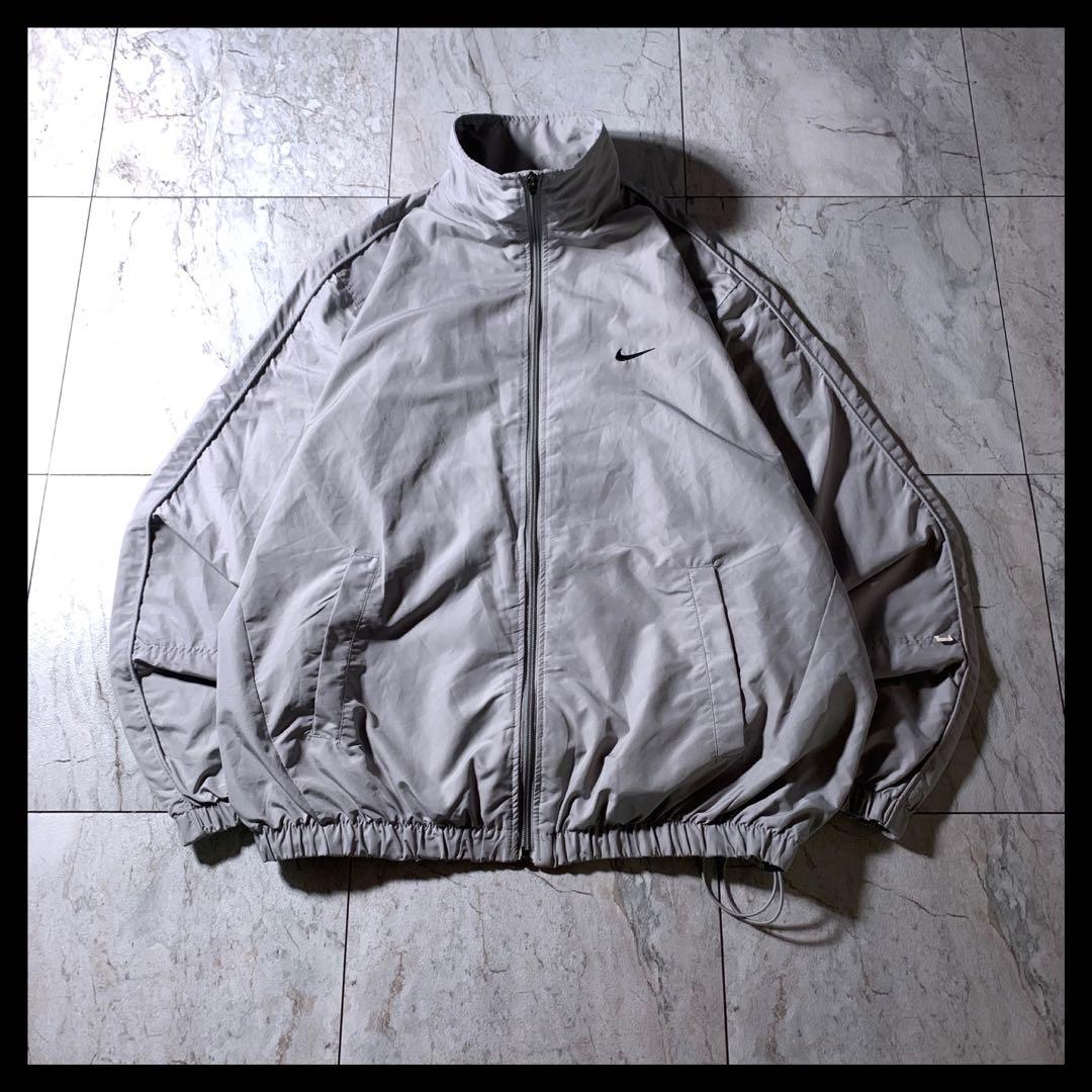 00s NIKE 短丈 テック ナイロンジャケット グレー ドローコード y2k