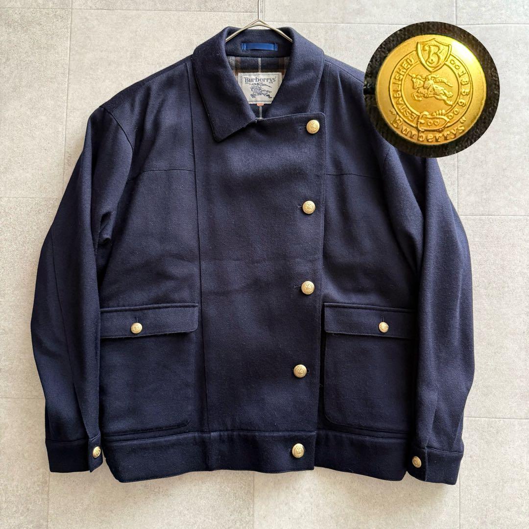 バーバリーズ ピーコート ウールコート ノバチェック 紺色 11 金ボタン