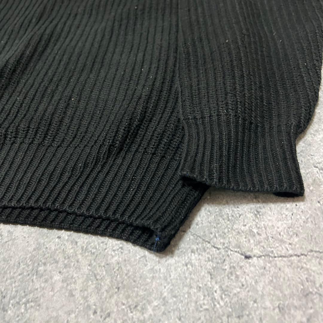 80s USA製 L.L.Bean コットン ニット 黒　畦編み　ヴィンテージ