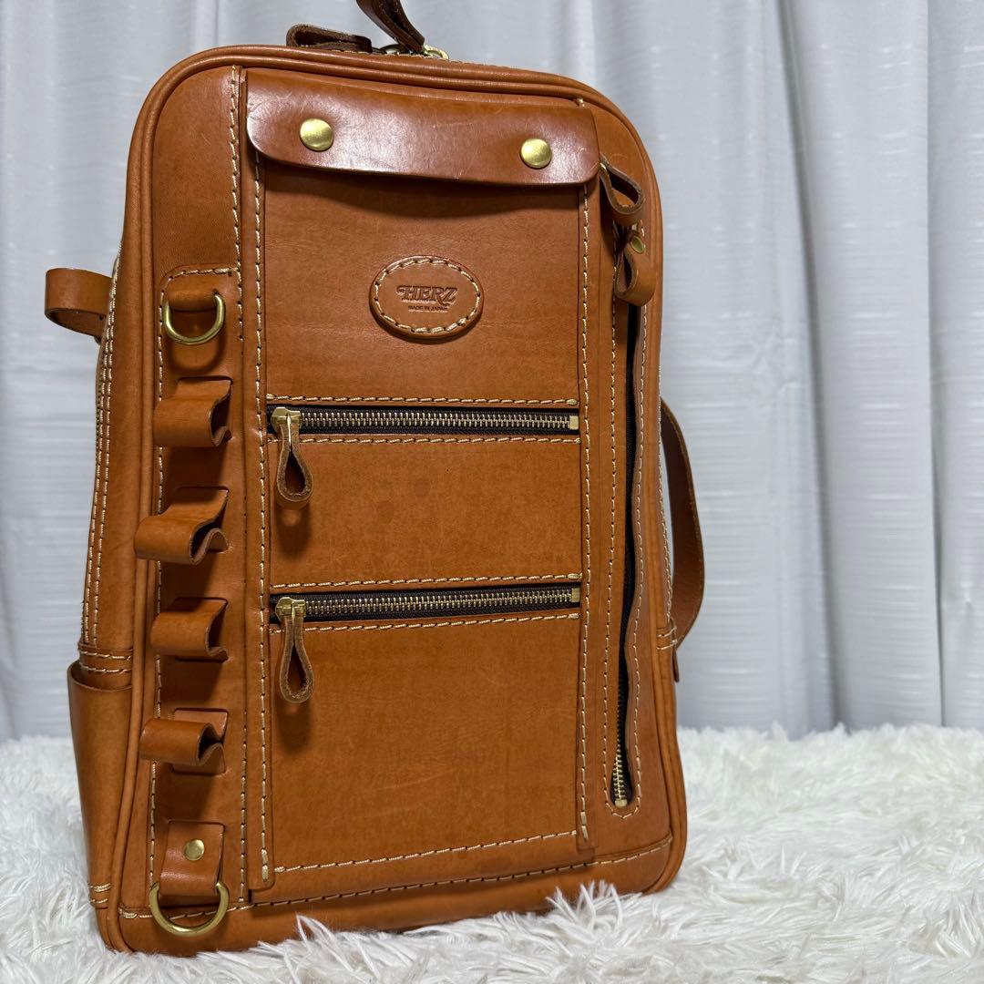 ⭐️美品⭐️ HERZ 2way スクエアリュック R-66 レザー ブラウン