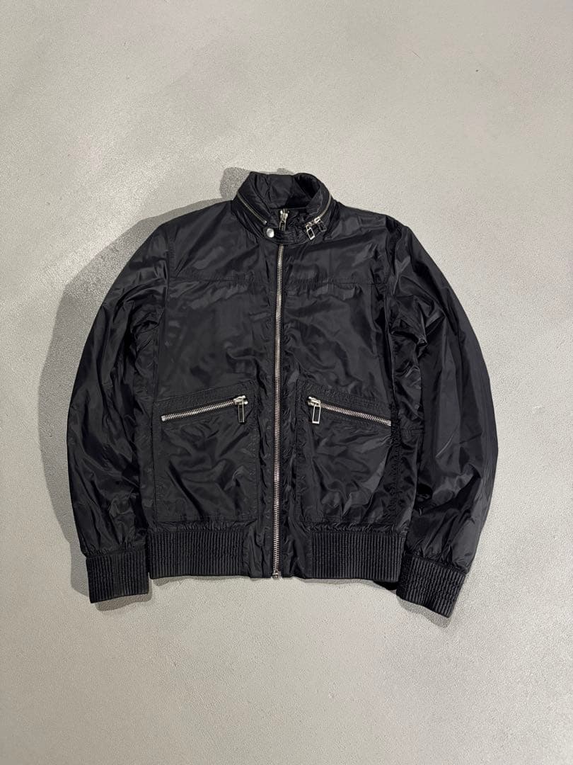 ジャケット・アウター 2010aw Dior Homme nylon zip jacket Dior Homme Black/Navy Blue Nylon Zipper Detail Bomber Jacket XL