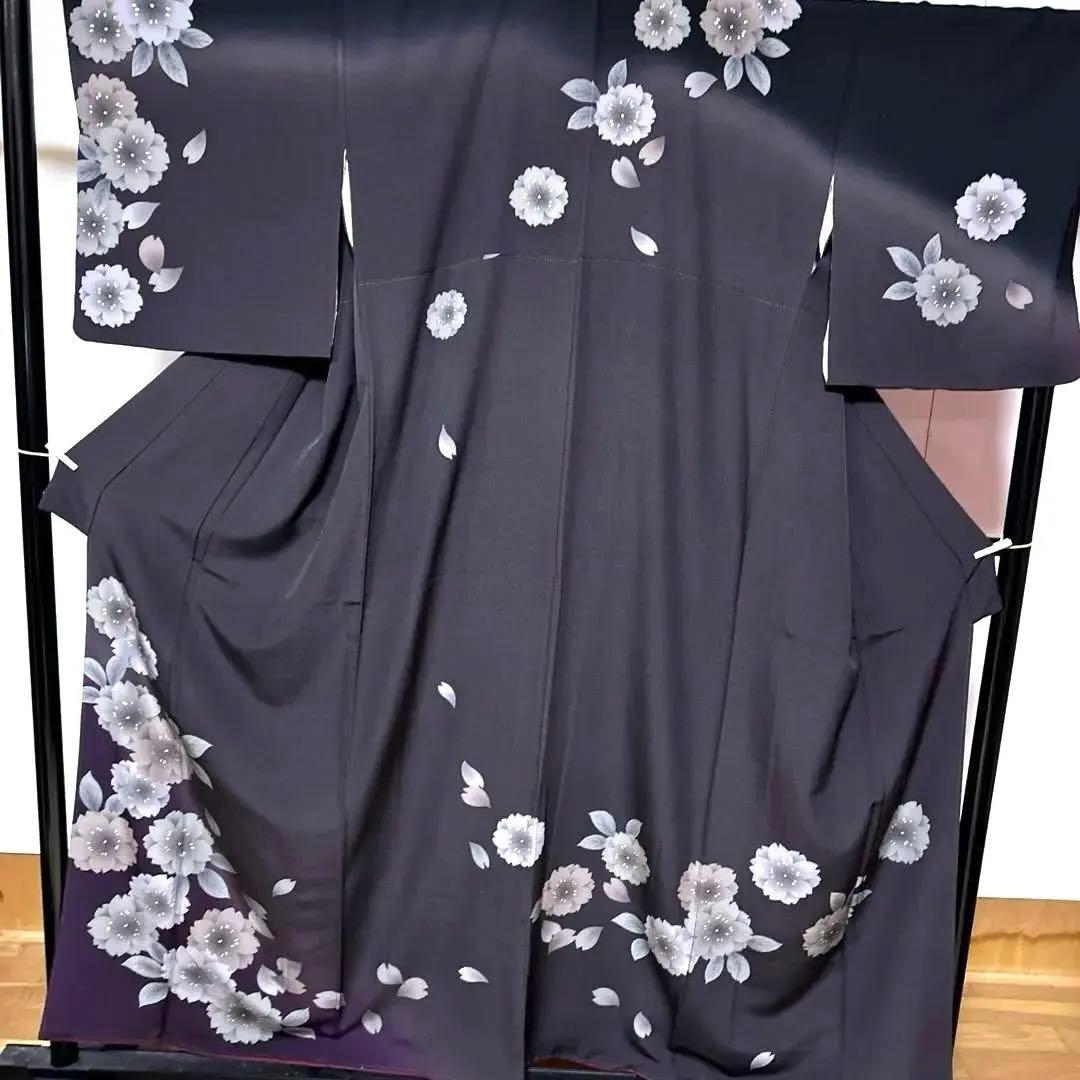 正絹　ちりめん　付け下げ《ぼかし　花》