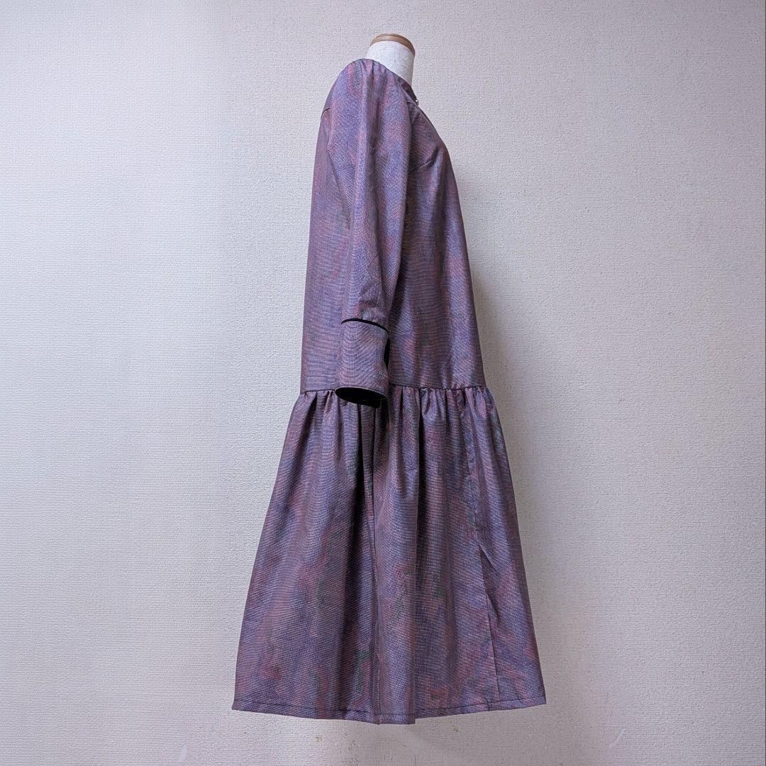 着物リメイク 大島紬 正絹 ワンピース 楽ちん細見えすっきり ジレ