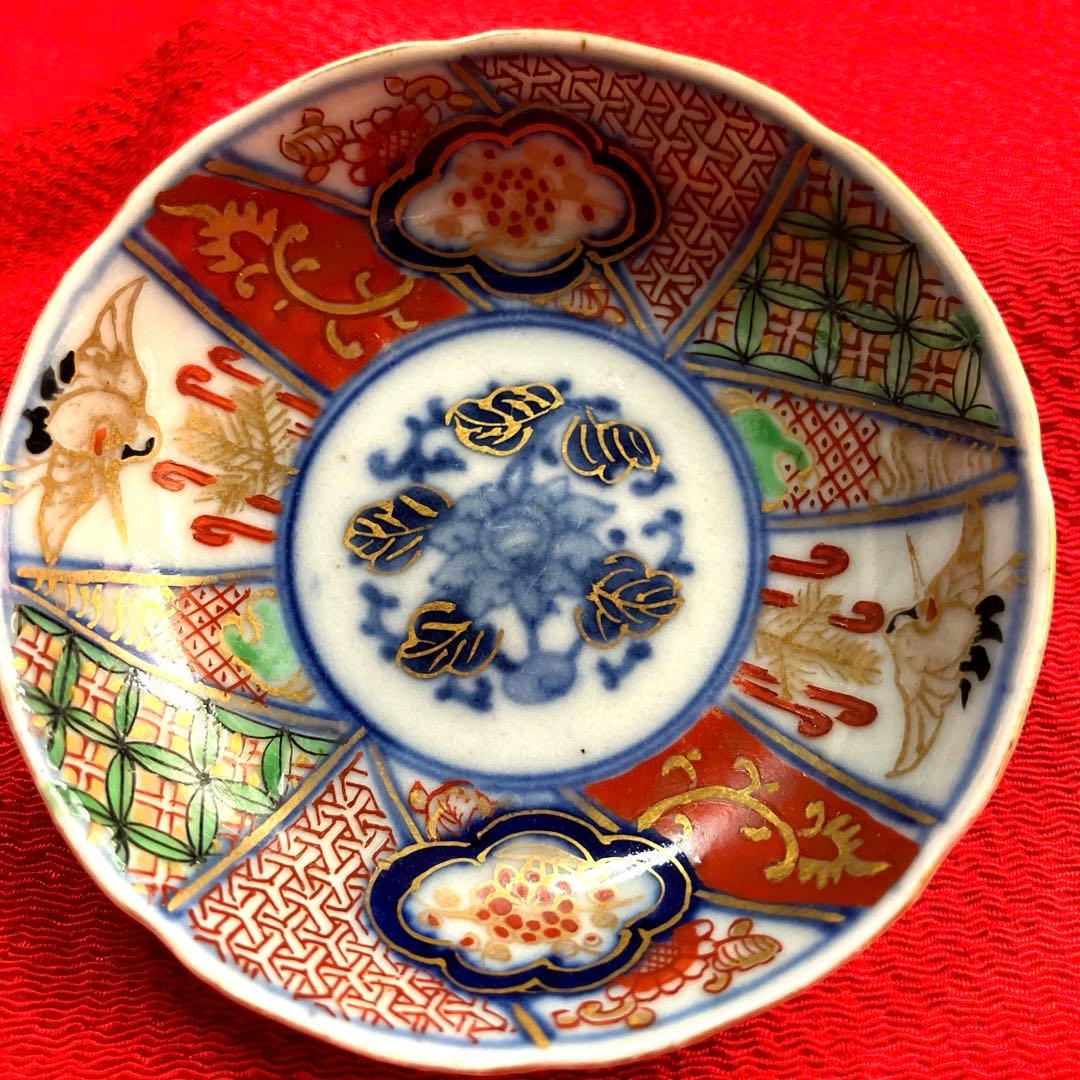古伊万里 富貴長春 豆皿 赤絵 染錦 金彩色絵 染付 鶴絵 - メルカリ