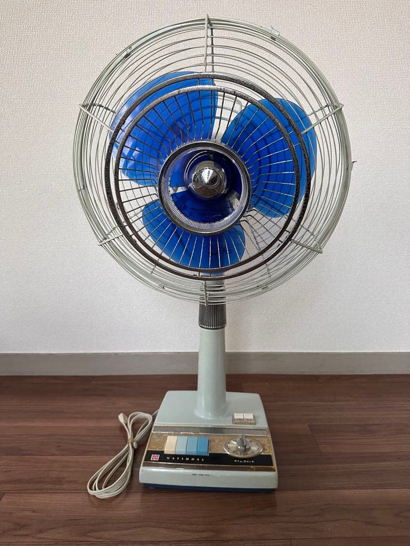昭和レトロ ナショナル 扇風機 青3枚羽根 タイマー付 動作良好 - メルカリ