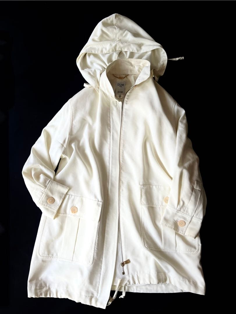 90s CELINE フーデッドコート ホワイト ヴィンテージ s-l1200.jpg