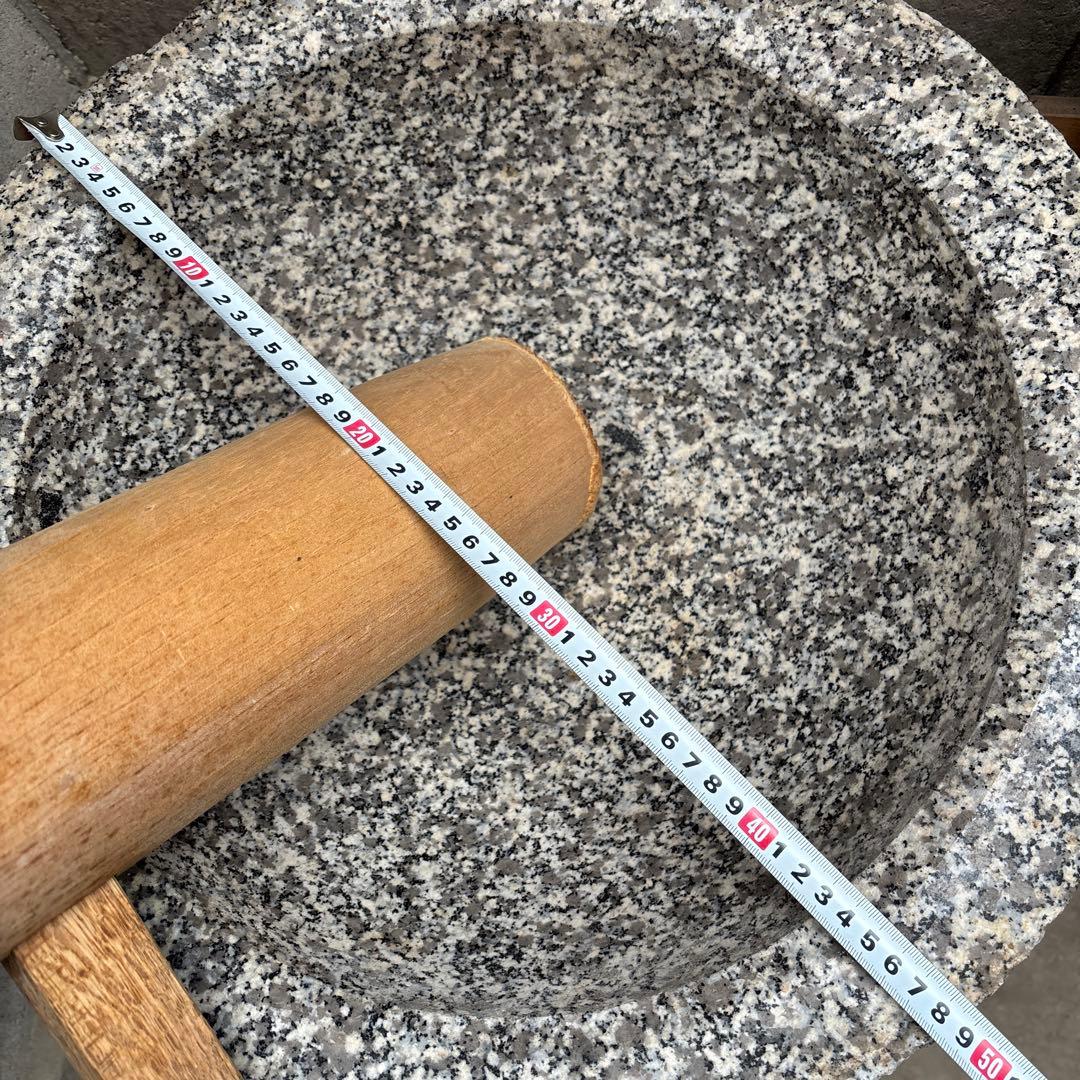 本格 イベント 餅つき 御影石 石臼 土台付き 大 直径約50cm - 調理器具