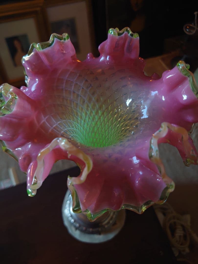 売約済」フランス1890s'ヴィクトリアンクランベリー ヴァセリンSP花器