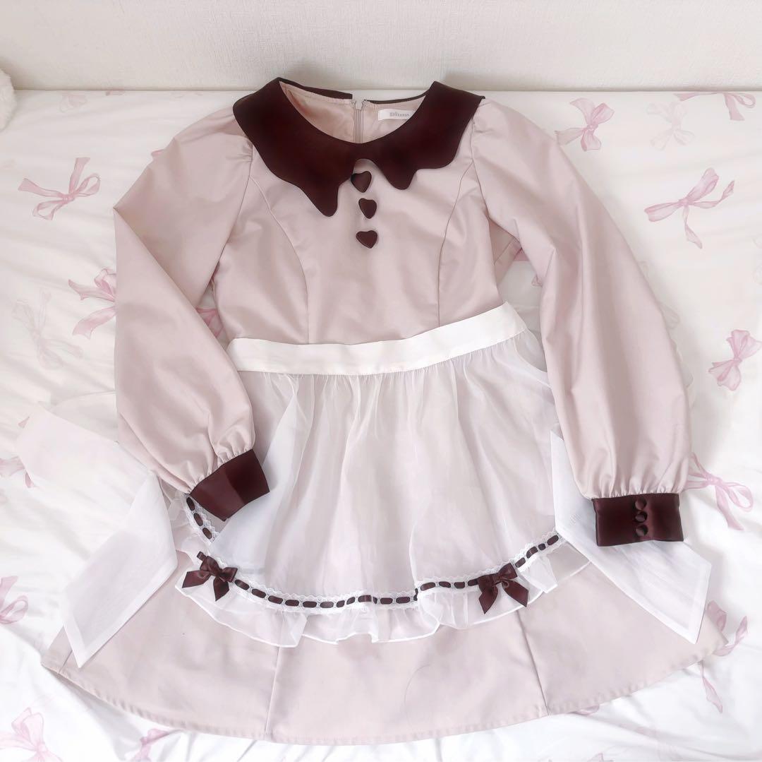 ピウム melty chocolate フリルエプロンワンピース melty chocolate フリルエプロンワンピース – pium