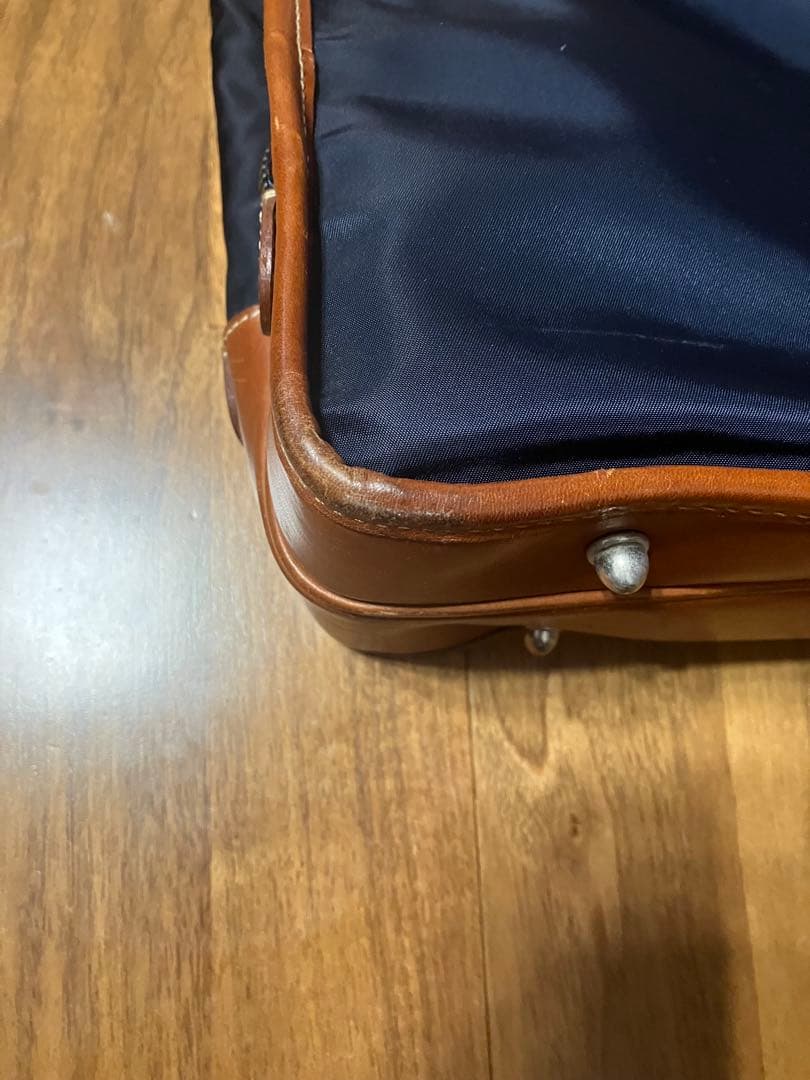 値下げ フェリージ ビジネスバック ネイビー×ライトブラウン 二層式