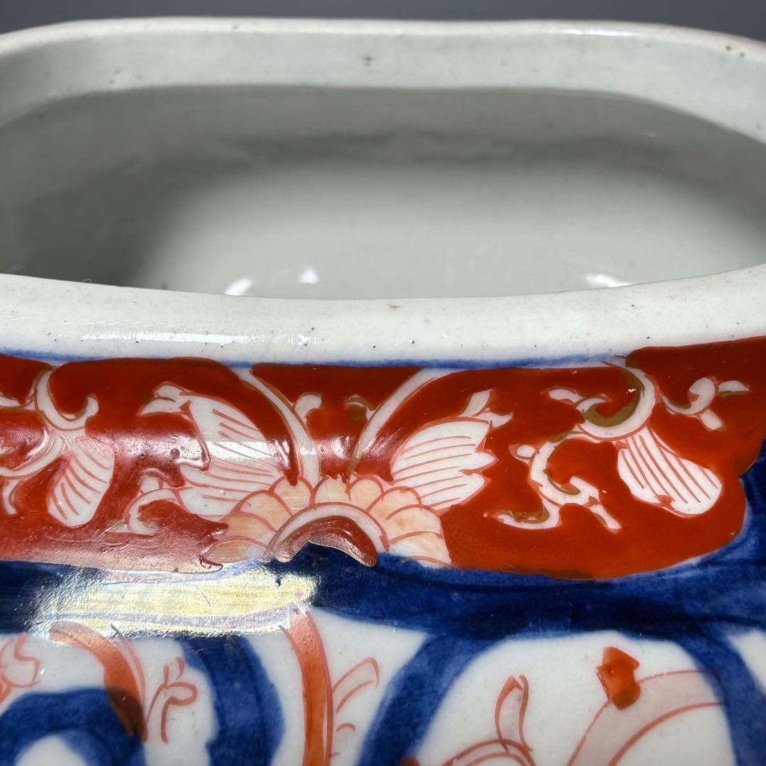 明治時代 染錦鳳凰図変形鉢 珍品 金魚鉢 メダカ 骨董 古美術 オブジェ