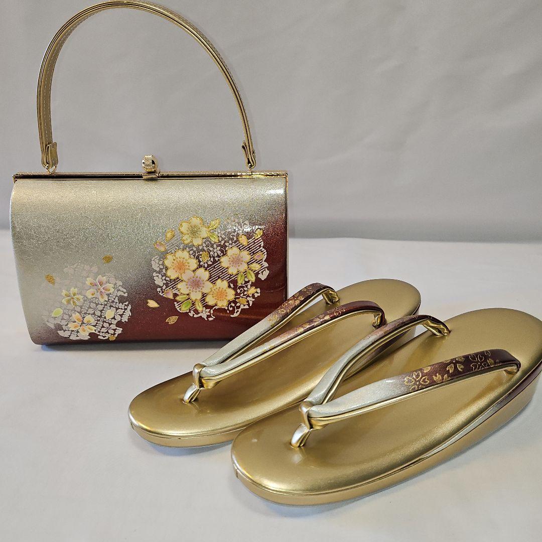 お値下げ‼️☆和装用バッグと金色草履のセット☆未使用☆桜☆日本製 楽天市場】草履バッグセット 佐賀錦 金 桜 L寸 フォーマル 正装用 結婚