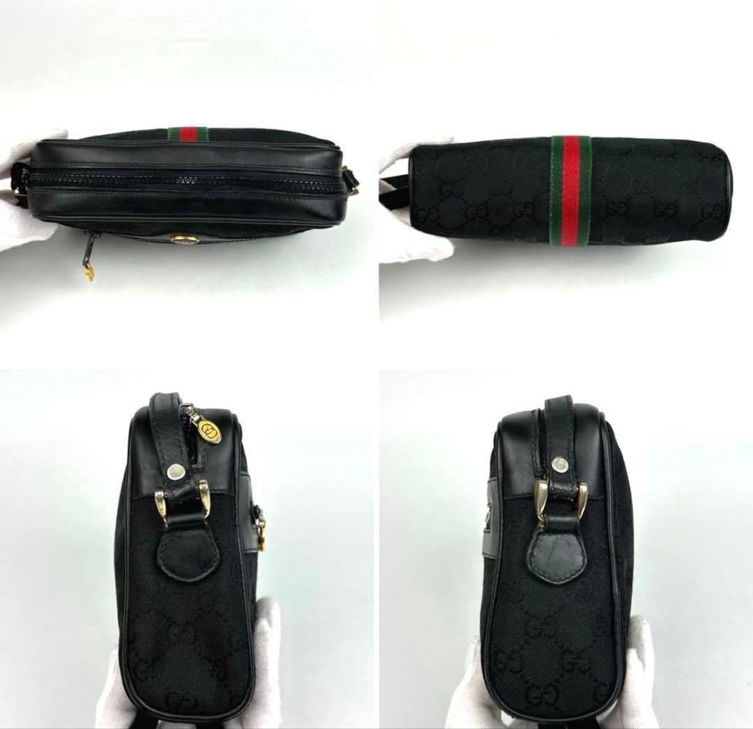 美品□グッチ ショルダーバッグ シェリーライン GGキャンバス クロス