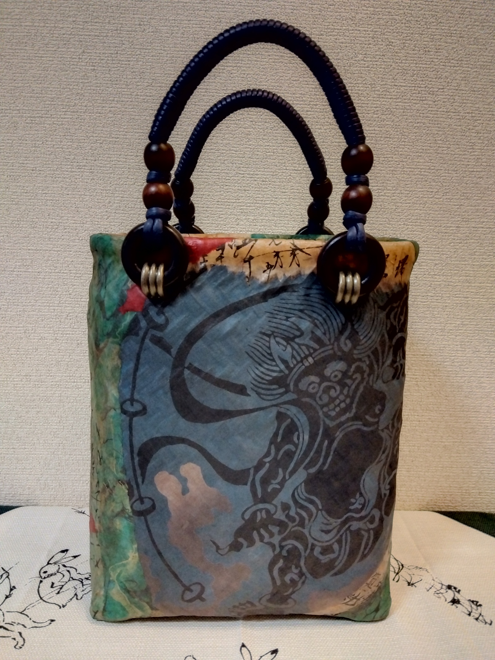 一閑張りかご（風神雷神と古文書・東山和紙） - riego55 | minne byGMO