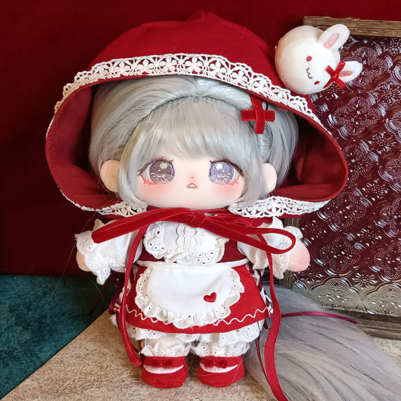 ぬいぐるみ着せ替え服 20cm 赤ずきんちゃんセット うさぎ飾り付き